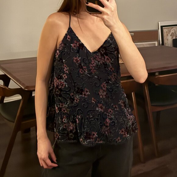 Moon River Floral Burnout Velvet Tank - Picture 2 of 6